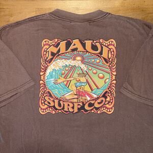 Vintage Maui Surf Company Shirt Mens L Trippy Art Sports Ocean Hawaii Mocha